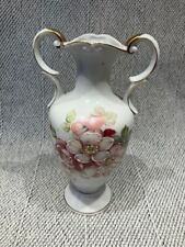 Vintage Kalk Porcelain Signed Renee  Hand Painted Floral Double Handled Vase, 8