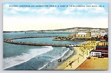 c1940s Municipal Auditorium Rainbow Pier Fleet Long Beach California CA Postcard picture