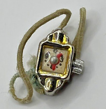 Vintage Doll Wrist Watch Metal Japan beige band Miniature Jewelry  1950s picture