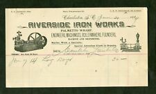 1904 RIVERSIDE IRON WORKS  PALMETTO WHARF CHARLESTON SC BILL HEAD COMBAHEE LUMB picture