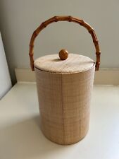 Vintage Grass cloth Ice Bucket Faux Bamboo picture