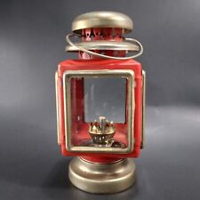 Red & Gold Tone Colonial Coach Hurricane Lantern Kerosene Lamp Vintage Hong Kong picture