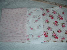 3 Vtg Lot 60s Romantic Cottage Pink Roses Doll Quilting Sew 1+ Yds Fabric #PB9 picture