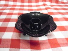 Vintage Black Amethyst Glass Footed Candle Holder (4-1/2