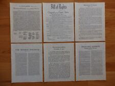 6 Documents on Parchment Paper- Declaration of Independence, Bill of Rights + picture