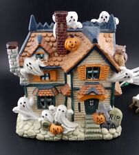 Vintage Halloween Flambro Porcelain Haunted House Complete with Light Cord picture