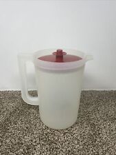 Vintage Tupperware Pitcher 2 Quart #1676-3 Red Lid picture