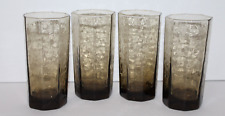 Vintage MCM Libbey Facets Octagon Tumbler Glasses Tawny Brown Set of 4 picture