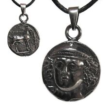 Hermes Olympian Pendant NEW Greek Roman Coin Pewter Amulet w/ Cord Mercury picture