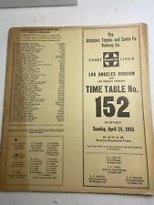 vtg RR Santa Fe Railroad 1955 Time Table 152 Atchison Topeka Railway Los Angeles picture