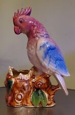 Vintage Pink And Blue Cockatiel Bird Planter Vase Marked JAPAN 9