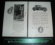 RARE VINTAGE 2 1921 PRINT CAR AD ADS ORIGINAL LAFAYETTE    picture