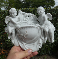 Antique german scheibe alsbach porcelain marked angels holy water font picture