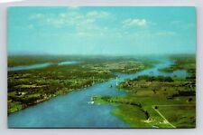 Thousand Islands New York St Lawrence River Aerial View Chrome Postcard picture