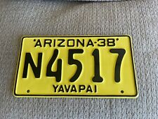 Vintage 1938 Arizona License Plate Yavapai County N4517  Fully Restored picture
