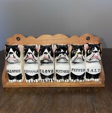 Vintage French Bulldog Boston Terrier Spice Rack - Hand Painted Japan picture