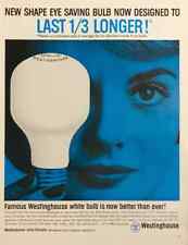 1962 Westinghouse New Shape Eye Saving Light Bulbs PRINT AD Last 1/3 Longer picture