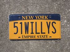 New York 51 Willys Vanity License Plate Jeep 1951 Willy CJ 3A Truck Jeepster NY picture