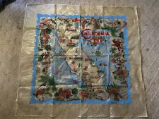 California Table Cloth Bathing Beauty Fishing Horse Racing Plastic Vtg Damage picture