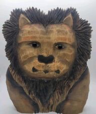 VTG Hand Carved in Philippines Wood Lion Sculpture MCM Style Signed James Haddon picture