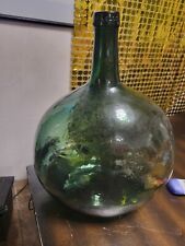 Vintage Vilella Green Wine Glass Blown Bottle Big Marked 16 picture