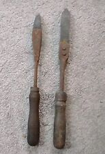 Pair of Vintage/Antique Solid Copper Tipped Soldering Irons With Hardwood Handle picture