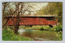Millville PA-Pennsylvania, Scenic View Covered Bridge, Vintage Souvenir Postcard picture