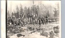 HUNTING & CAMPING PARTY real photo postcard rppc wolf rabbit logging picture