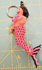 Mermaid Pink Key Chain New Sead Bead Handmade Guatemala Zipper Pull Charm #6 picture