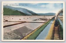 1915-30 Postcard Salt Beds Great Salt Lake Utah Railroad Track Train picture