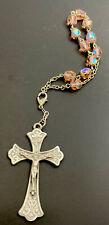 Vintage Catholic Pink Crystal Chaplet, Silver Tone Crucifix picture