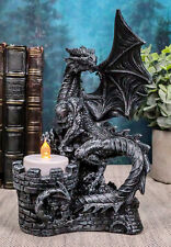 Ebros Fire Dragon Perching On Castle Fortress Tea Light Candle Holder Statue 7