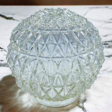 Vtg Cut Glass Light Shade Diamond Pattern Globe Shade Pair Antique 3 1/4” Fitter picture