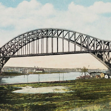 New York Postcard c1920 East River Arch Connecting Railroad Bridge Wards NY B156 picture