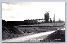 c1947 RPPC Open Pit Mine Freight Train Ironwood Michigan Posted Real Photo P392 picture