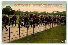 1915 The Coldstream Guards Hyde Park Heavy Marching Order To Paddington Postcard picture