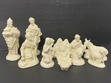 Vintage Ceramic Nativity Set Figures 9 Pieces Large Ivory Opalescent Glaze  picture