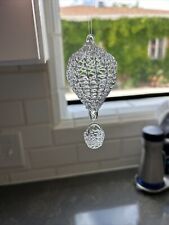 SILVESTRI Spun Crystal Hot Air Balloon Christmas Ornament #10231 with Basket Vtg picture