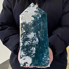 7.91LB Natural Water Grass Moss Agate crystal pillar Crystal Reiki - picture