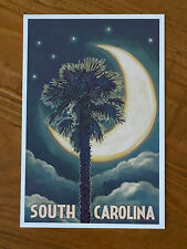 South Carolina - Palmetto Moon & Palm - Lantern Press Postcard picture
