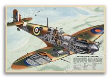 1940 Britain’s Spitfire fighter plane Vintage Style Cutaway WW2 Poster - 24x36 picture