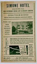 1941 Miami Beach Florida Simone Hotel Ocean Drive Vintage Advertising Card Flyer picture