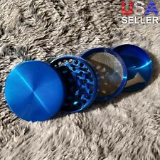 50mm Small Blue 4 Piece Tobacco Herb Grinder Portable Metal Travel Size picture