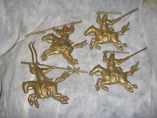 Lot of 4 Brass Wall Hanging Asian Samurai on Horses Figures  picture