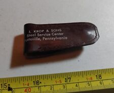Vtg I. Krop & Sons Pottsville PA Advertising Leather Nail clipper Case Keychain picture
