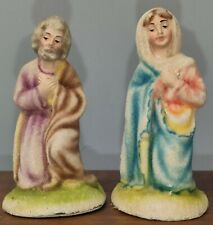 Vintage Flocked Nativity Figures- Mary And Joseph 3½