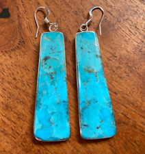 Santo Domingo Native American Sterling Turquoise Earrings By Veronica Tortalina picture