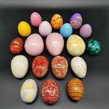 Lot of 19 Vintage Easter Eggs Hand Painted Mix of Wooden & Ceramic Various Sizes picture