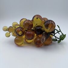 Vintage Mid Century Modern Large Amber Acrylic Lucite Grape Cluster on Driftwood picture