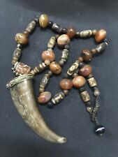 Antique ancient etched yemen suleiman agate beads Carnelian Necklace handmade picture